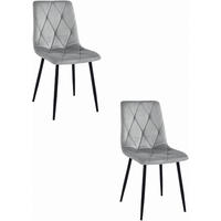 ESSZIMMERSTUHL 2er Set Velours Silbergrau, Gepolsterte Sitzfläche, Modernes Design - Grau, Textil (51/86/56cm) - Best For Home