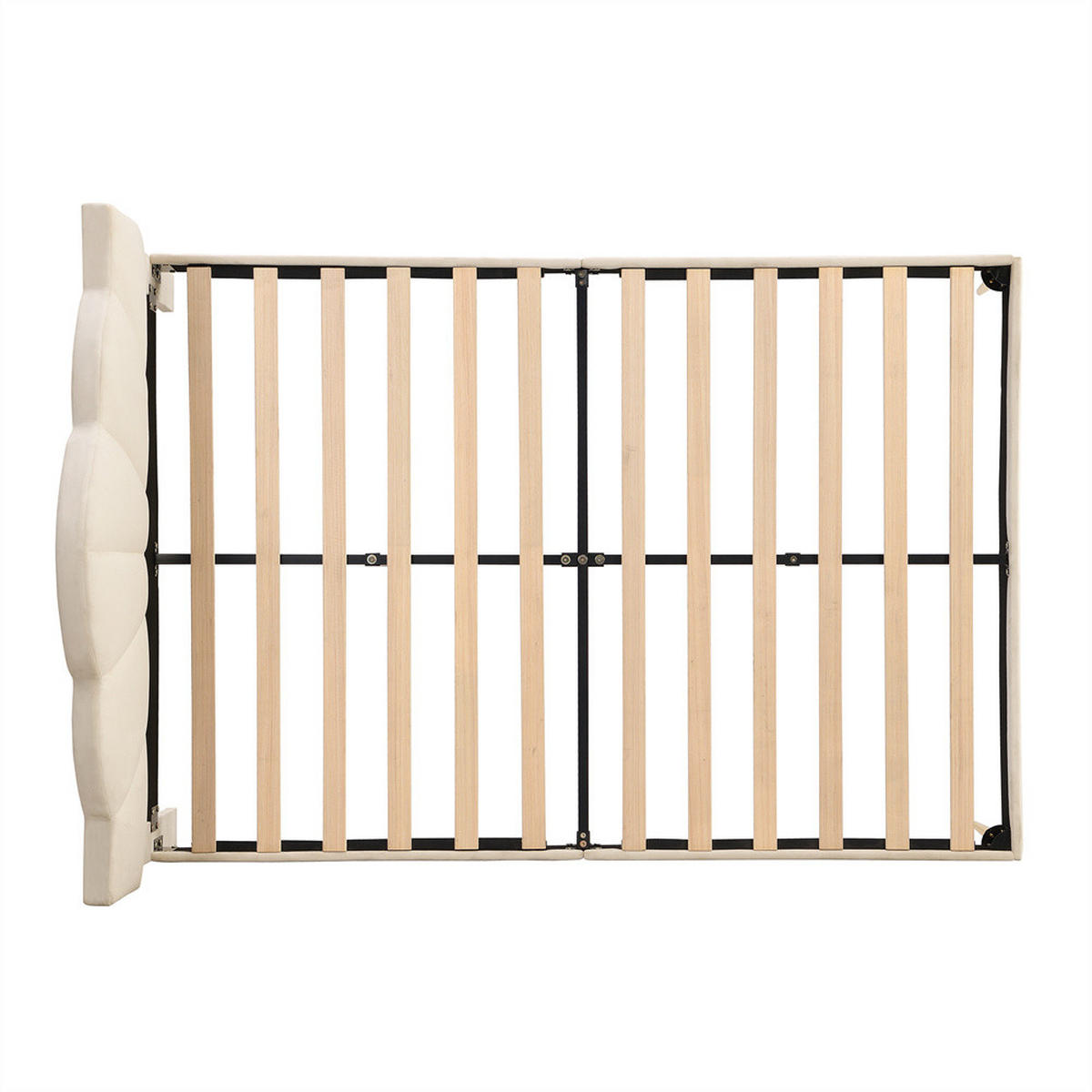 POLSTERBETT 140/200 cm in Beige Samt mit Goldenen Eisenbeinen - Beige, Holz/Textil (140/200cm) - KOMHTOM