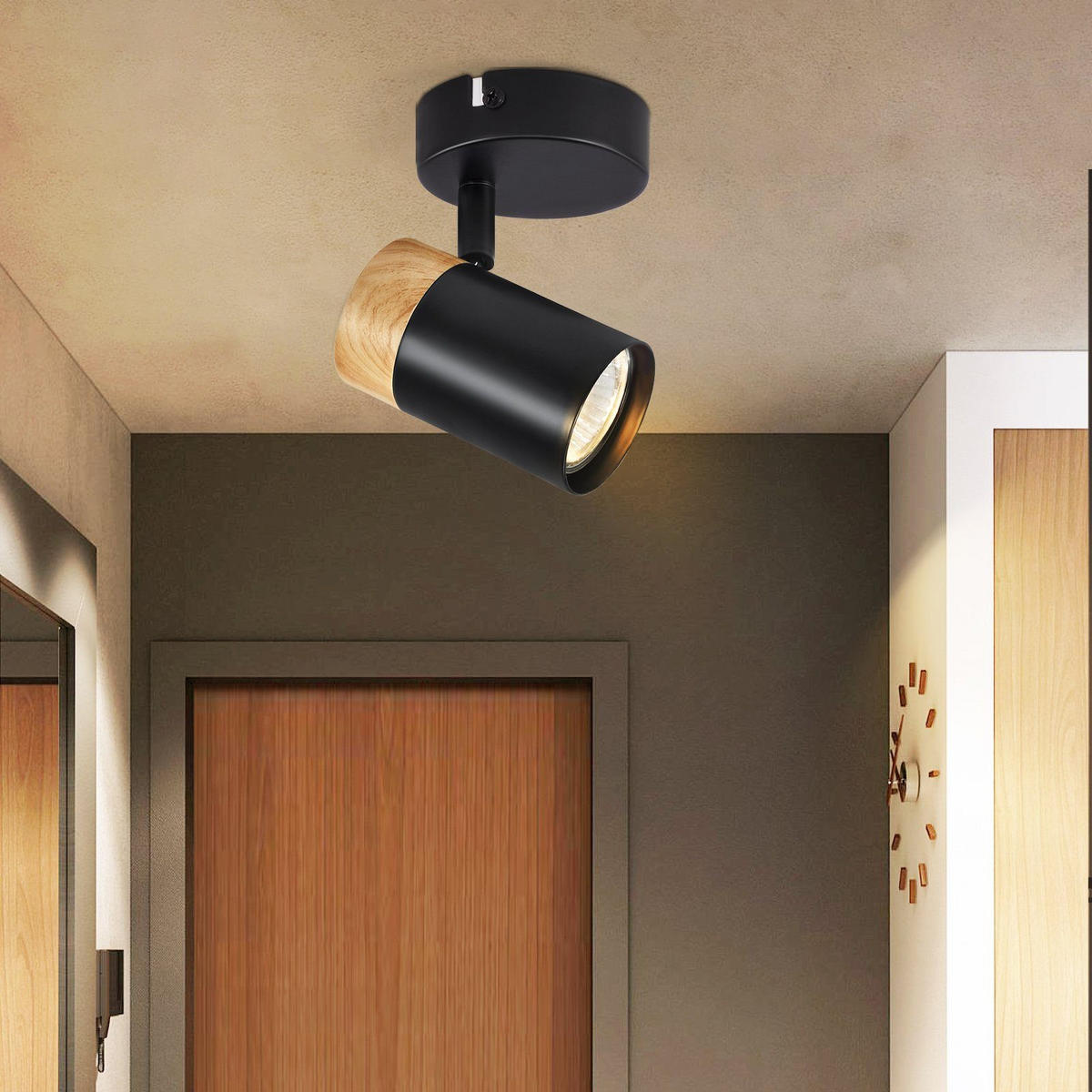 DECKENSTRAHLER Monji 9/9/15cm - Schwarz, Metall (9/9/15cm) - ZMH