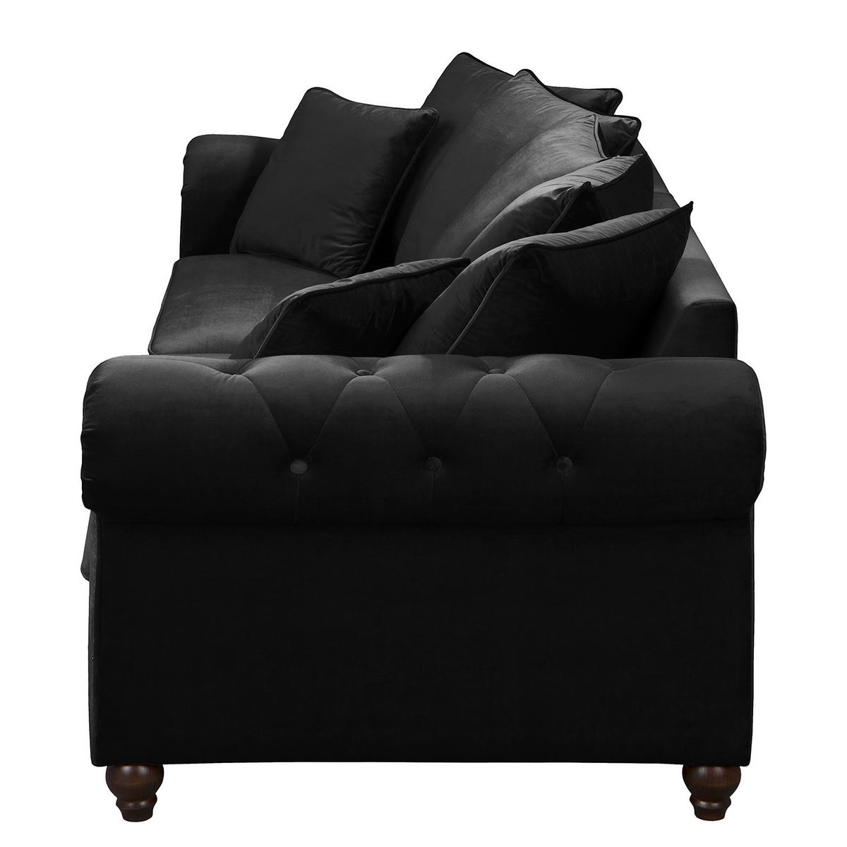 BIGSOFA - Samt - Silberfarben/Schwarz, Buchenholz/Textil (260/90/93cm) - home24