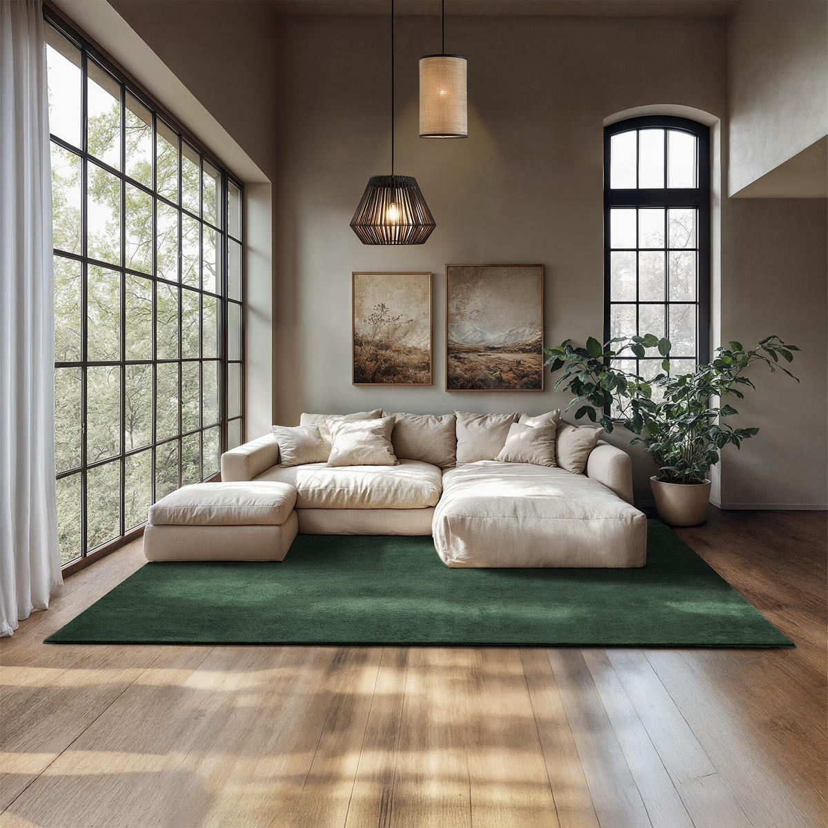 KURZFLORTEPPICH Soft Zone,rutschfeste Unterseite,grün - Grün, Kunststoff (290/200cm) - tectake