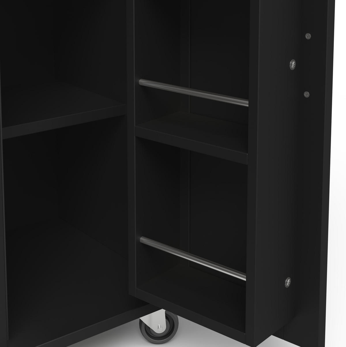 KÜCHENINSEL 120x70x95cm Schwarz mit Klappplatte, 4 Türen & Ablagen - Schwarz, Holzwerkstoff (120/95/70cm) - Modfu