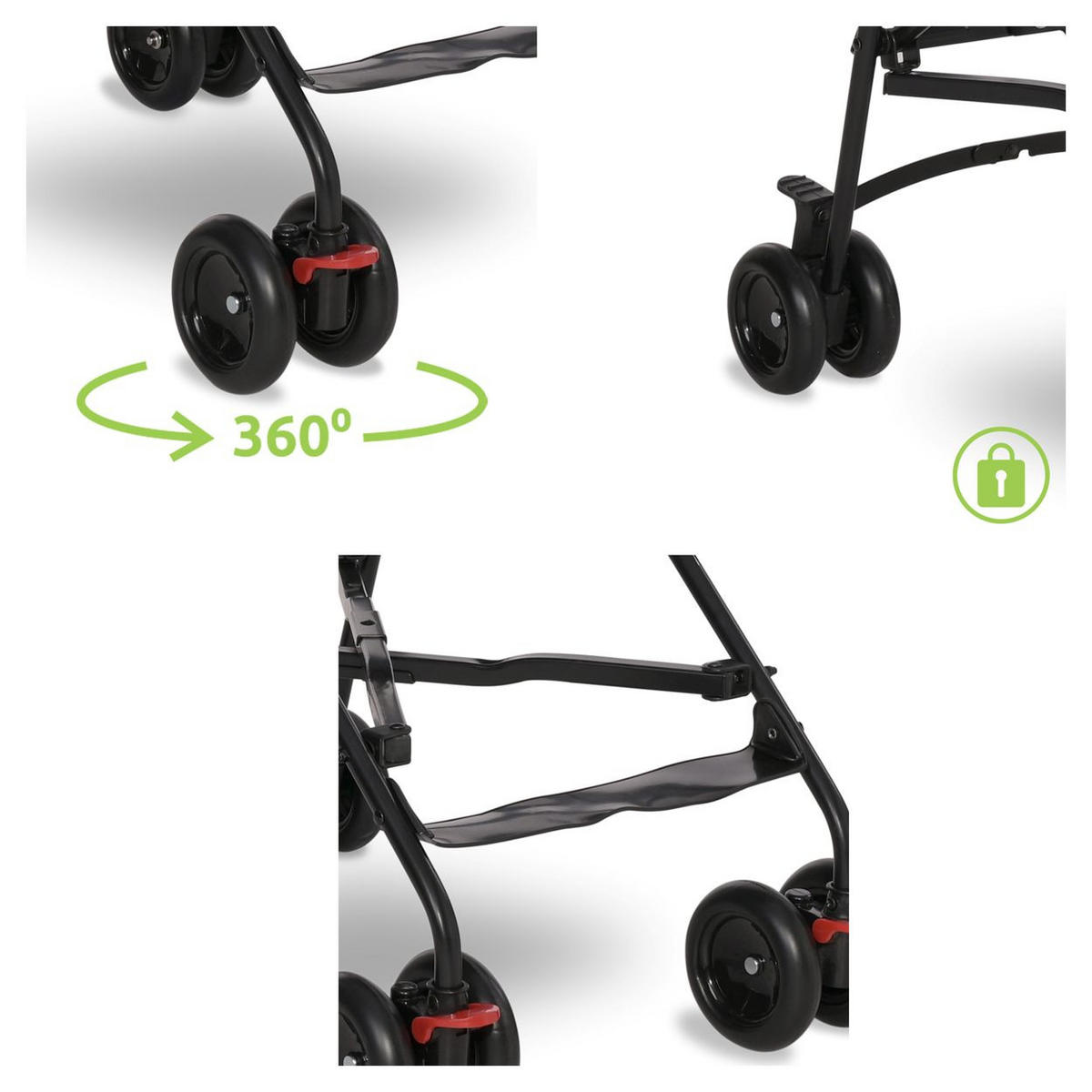 BUGGY Vaya grau verstellbares Sonnendach, klappbar, Fußstütze - Grau, Metall (80/41/97cm) - Lorelli