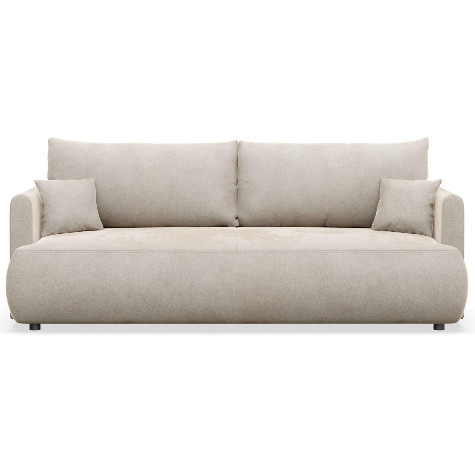 3-SITZER SOFA Ovo Mini Creme Velours Easy-Clean - Creme/Schwarz, Kunststoff/Textil (226/90/97cm) - Selsey