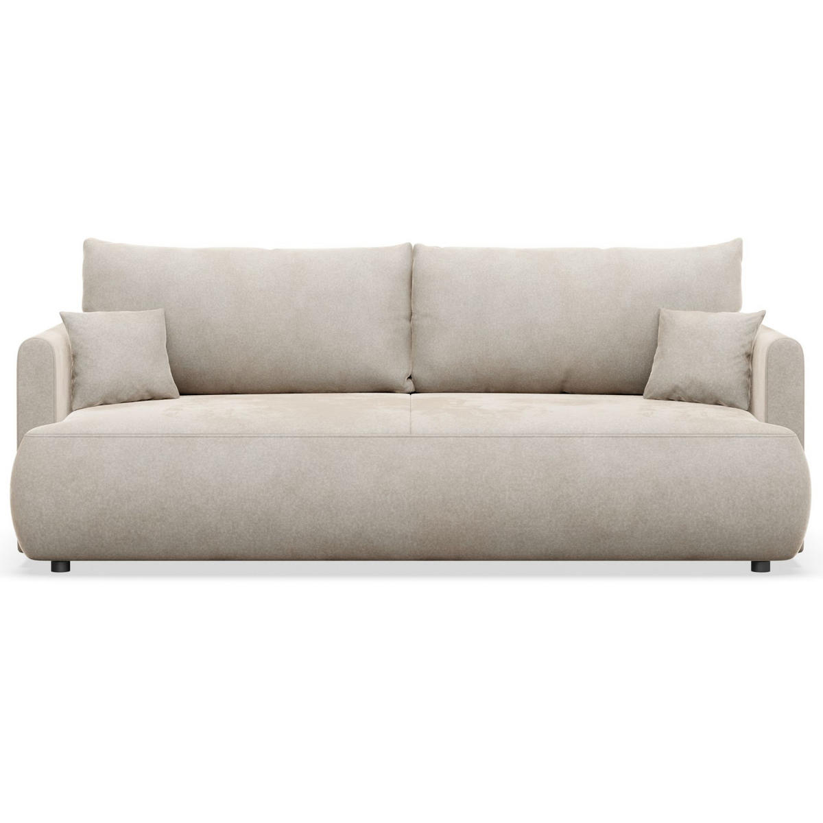 3-SITZER SOFA Ovo Mini Creme Velours Easy-Clean - Creme/Schwarz, Kunststoff/Textil (226/90/97cm) - Selsey