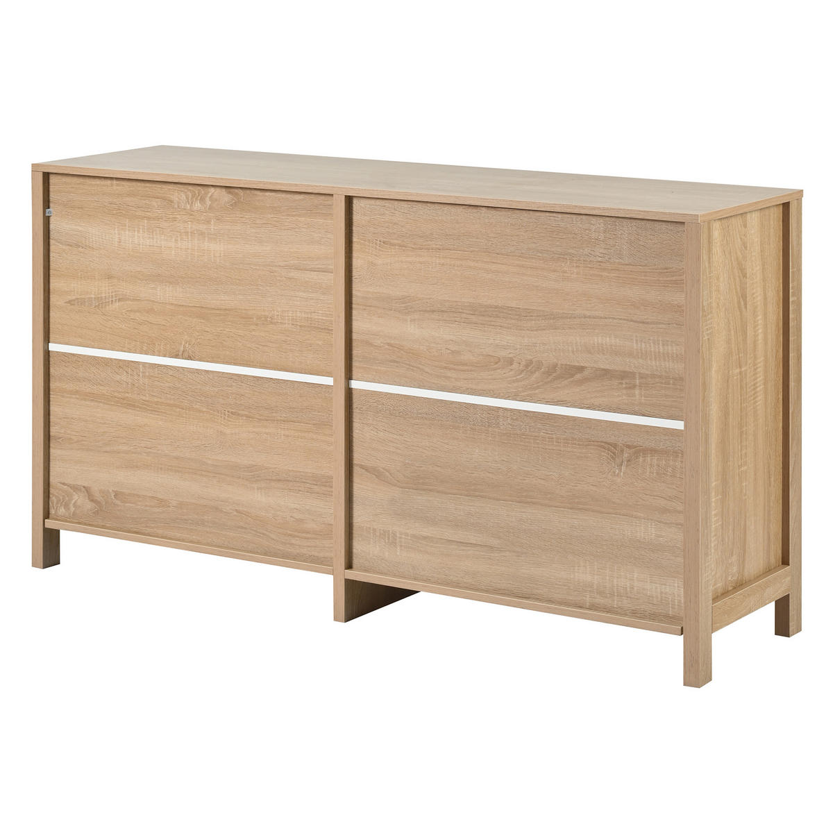 SIDEBOARD 145/40/80 cm natur aus MDF mit 4 Rattantüren - Naturfarben, Holzwerkstoff (145/40/80cm) - OKWISH