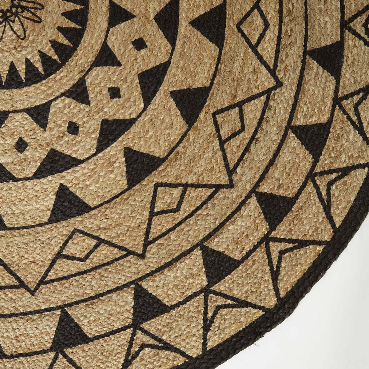 TEPPICH Mandala rund geflochten 200 cm - Schwarz, Naturmaterialien (200/200cm) - Homescapes