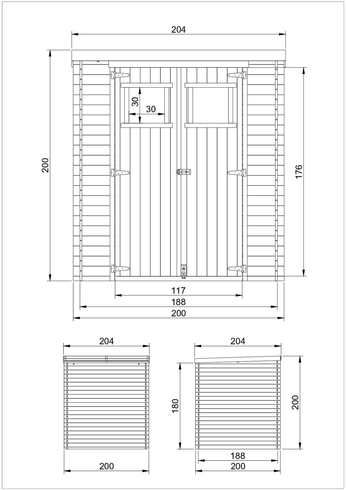 HOLZ-GARTHENHAUS - B204xL204xH202 cm/ 3.53 m2 - M309 - Beige, Holz (204/200/204cm) - Timbela