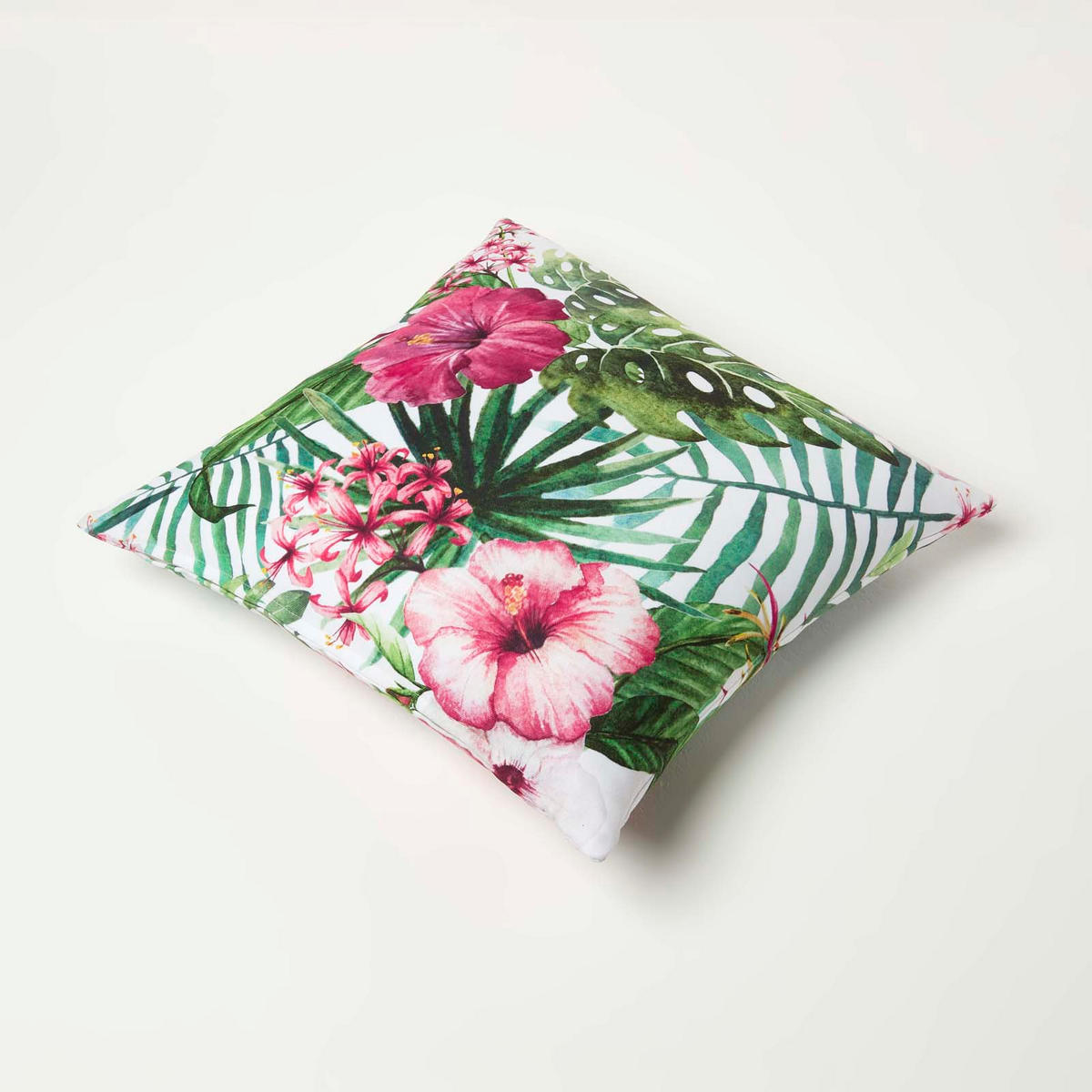 OUTDOOR-KISSEN 2er-Set 45/45 cm – Hibiskus-Blüten - Multicolor, Textil (45/45cm) - Homescapes