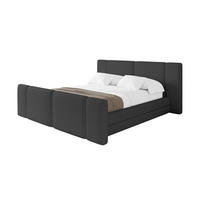 POLSTERBETT mit Bettkasten, Fußteil und Lattenrost, Bett mit Matratze H3/H4 - TEVO-Z 200x200 Schwarz - Schwarz Hochglanz, Holzwerkstoff/Textil (200/200cm) - ALTDECOR