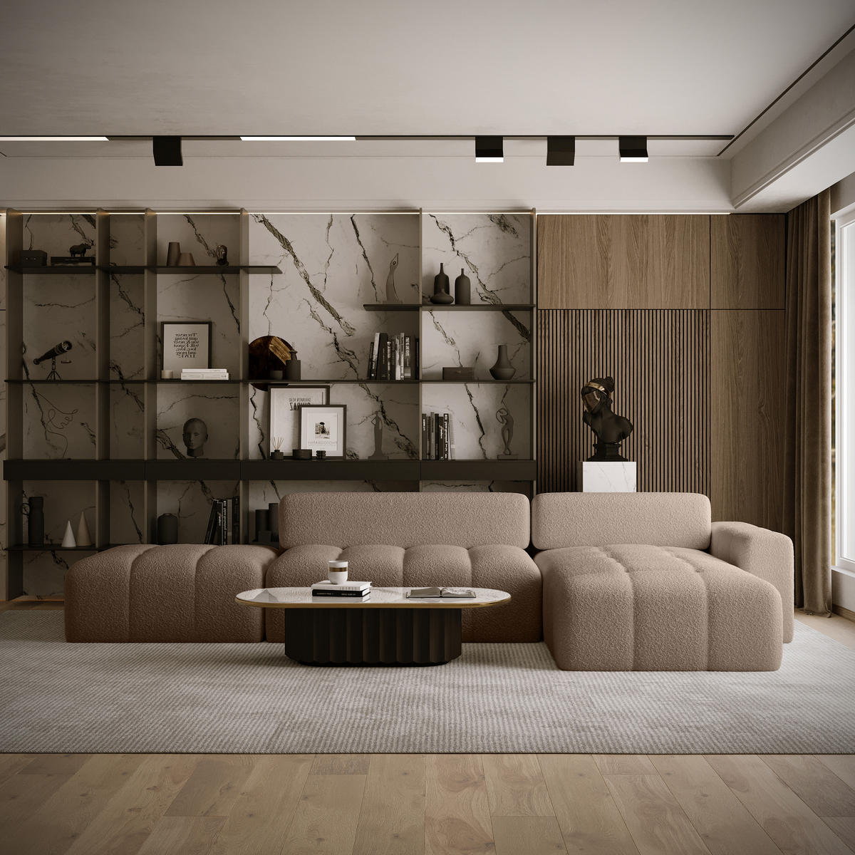 ECKSOFA RIFU LA mit Schlaffunktion, Braun - Braun, Textil (363/185cm) - Fedve