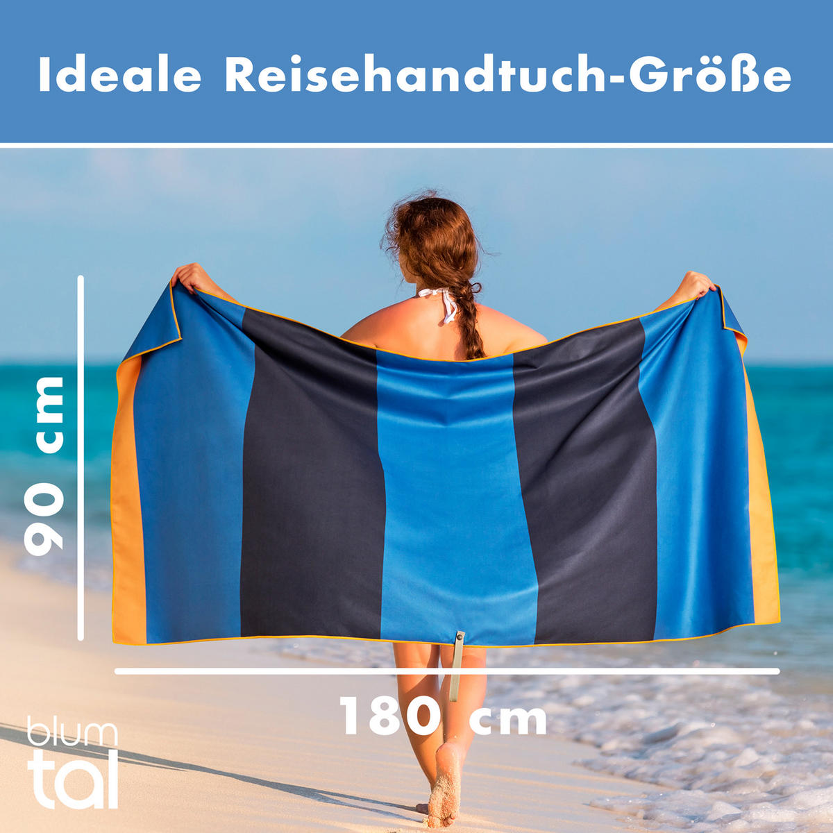 STRANDTUCH Thor 90/180 cm, Blaue & Blaue Streifen - Blau/Dunkelblau, Textil (90/180cm) - Blumtal