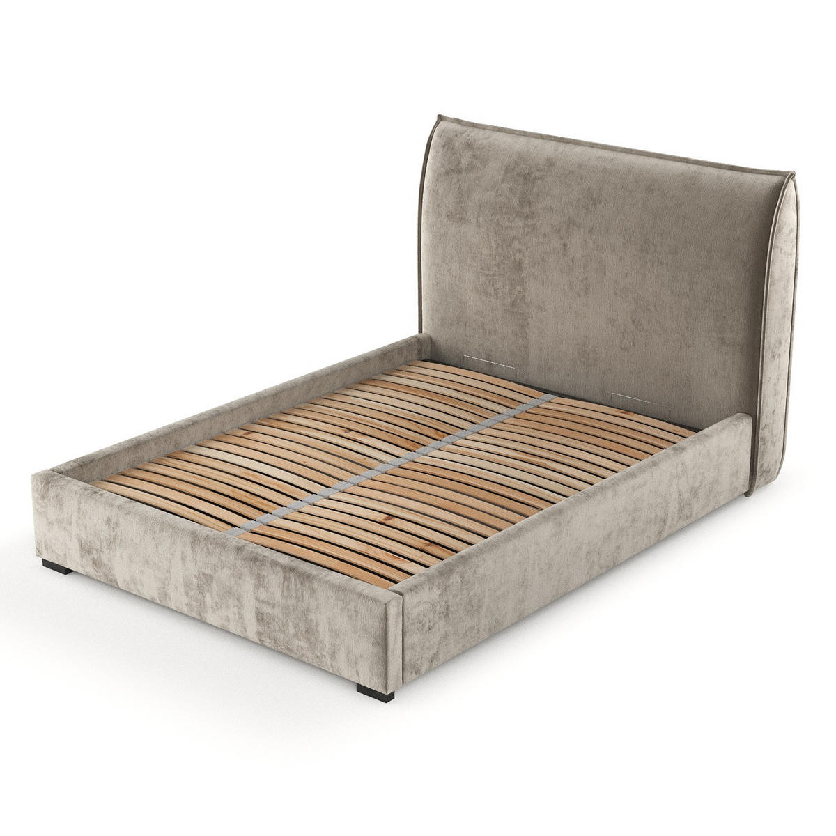 POLSTERBETT Como Beige 180/200 cm im Chenille-Stoff - Beige/Schwarz, Holz/Holzwerkstoff (180/200cm) - Maison de Reve