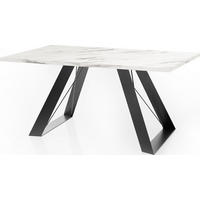 ESSTISCH Colter rechteckig ausziehbar, Marmor Weiß 160-260/90/76 cm - Ecru/Schwarz, Holzwerkstoff/Metall (160/90/76cm) - WFL GROUP