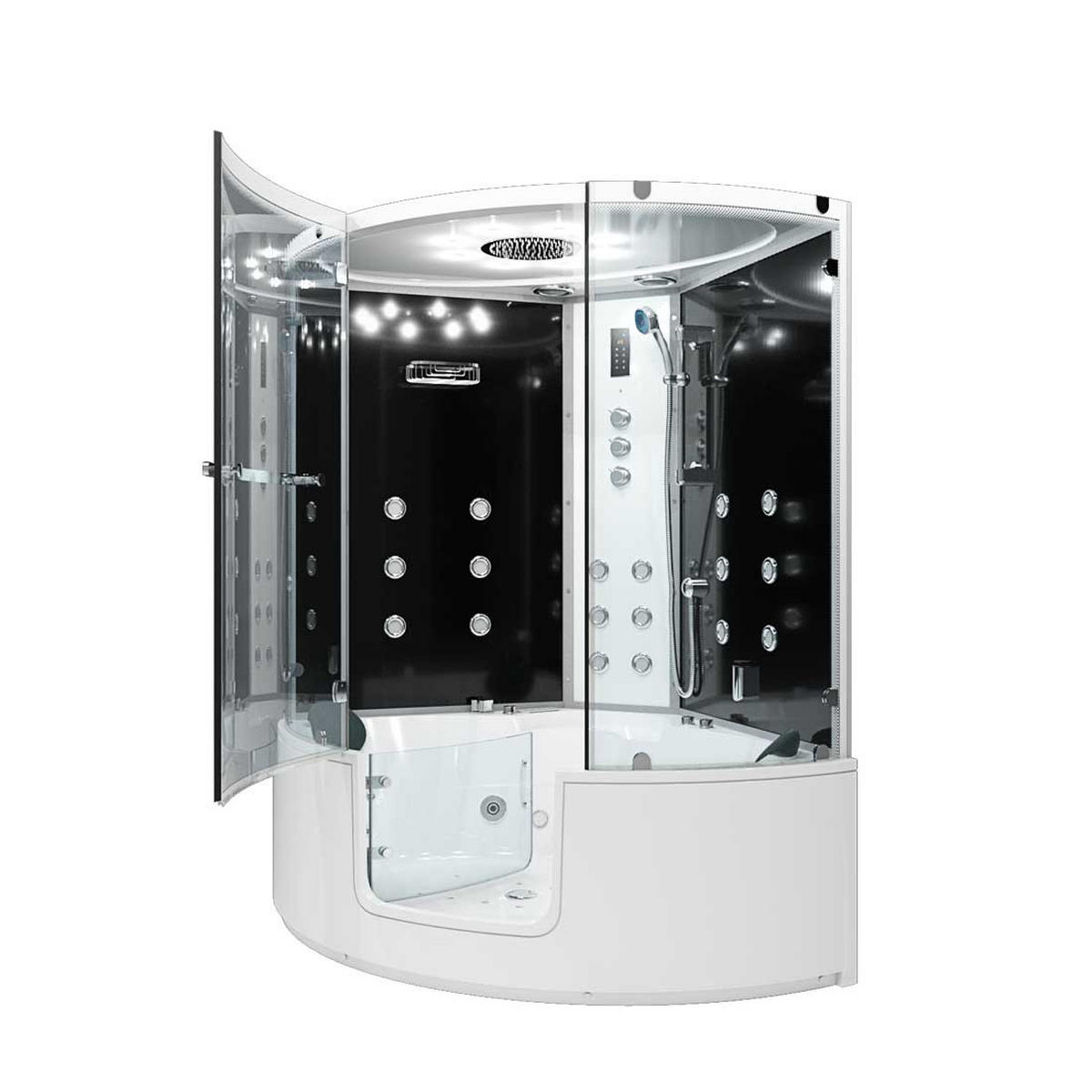 DAMPFDUSCHE Whirlpool K60-SW-TH - Schwarz, Glas/Kunststoff (140/140/210cm) - AcquaVapore by Sandra Jentho