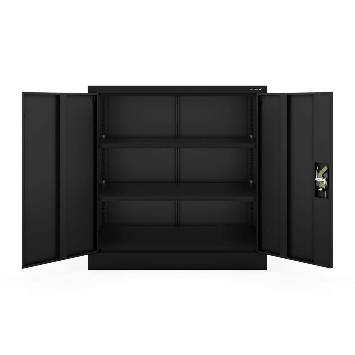 METALLSCHRANK mit Schloss für Büro und Werkstatt BEATA D600 - Schwarz, Metall (93/90/60cm) - Jan Nowak