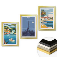 WANDBILDER 3er Set - 20x30 cm Goldrahmen - Küstenstädte und Architektur - Goldfarben, Kunststoff (20/30cm) - ArtPrintCave