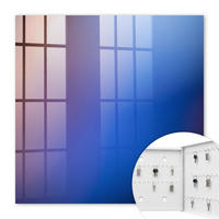 SCHLÜSSELBOX Weiß 30x30 cm – Türöffnung nach rechts - Farbenfrohe Abstraktion - Blau, Metall (30/30/5cm) - TULUP