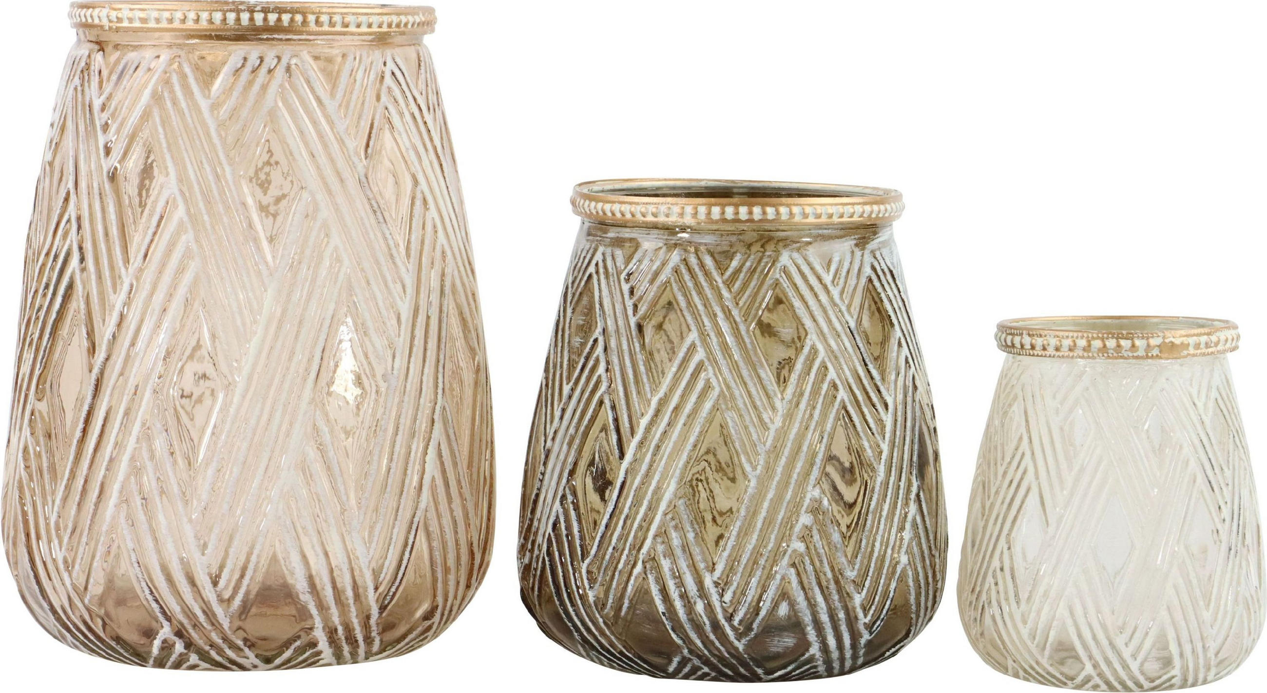 WINDLICHTET/VASEN Fès natur 3-tlg. - Naturfarben, Glas (20cm) - FURNARO