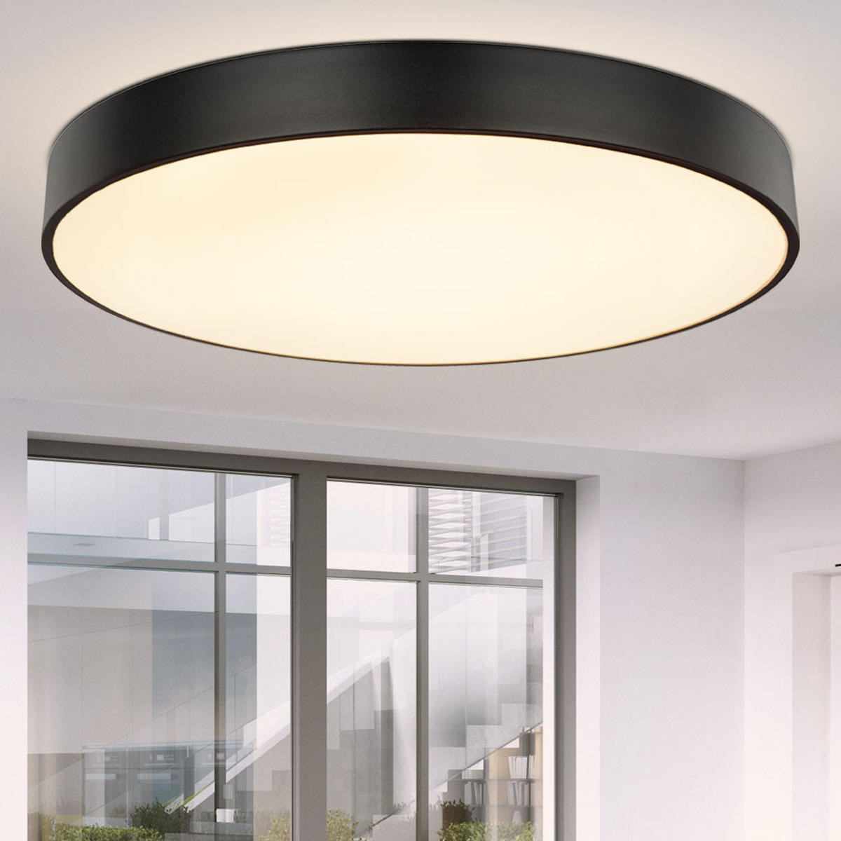 LED DECKENLEUCHTE WISS Schwarz - Schwarz, Metall (60/60/10.5cm) - Globo Lighting