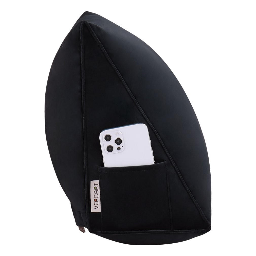 RÜCKENKISSEN für Bett Samt Schwarz 45 cm - Schwarz, Textil (35/45cm) - Vercart