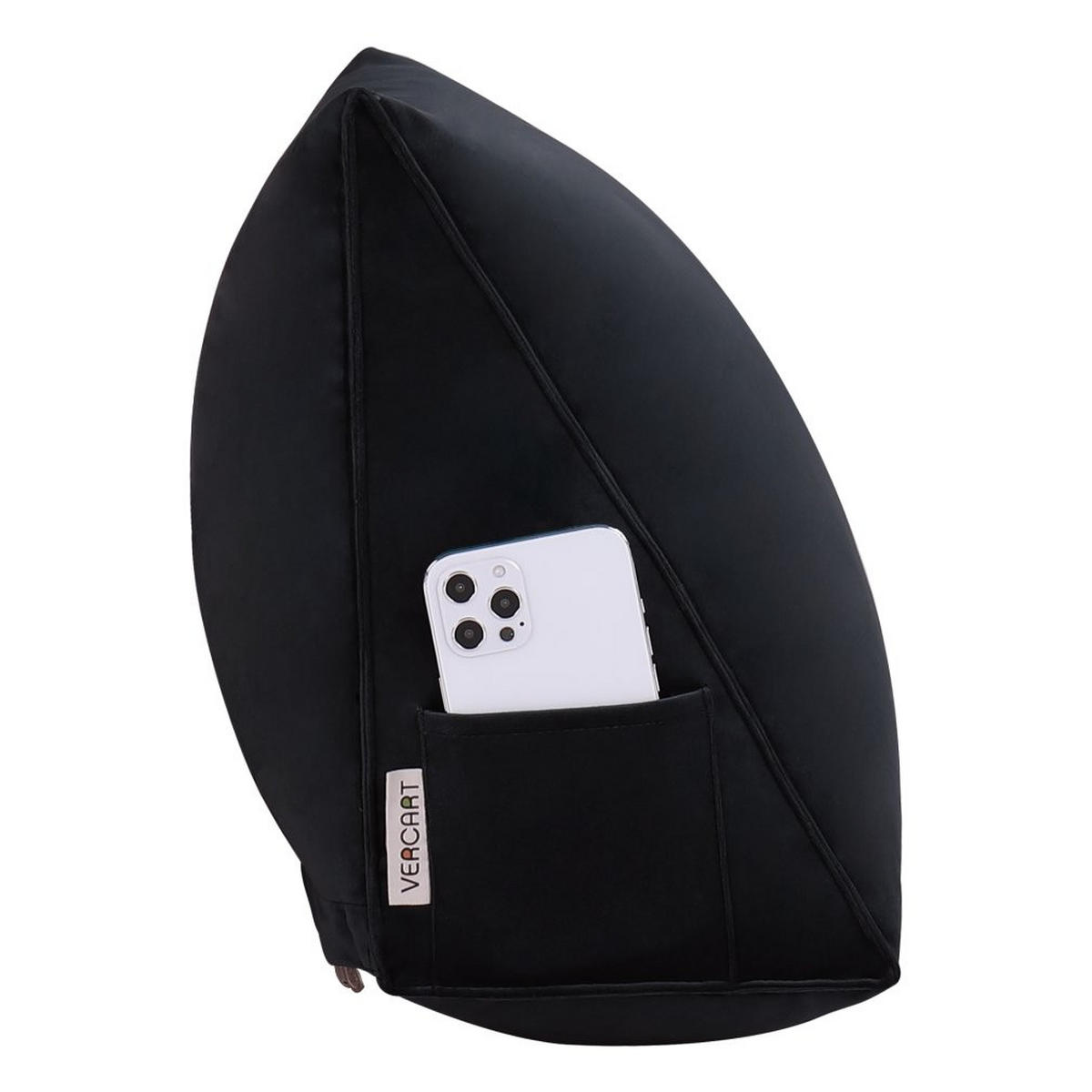 RÜCKENKISSEN für Bett Samt Schwarz 45 cm - Schwarz, Textil (35/45cm) - Vercart