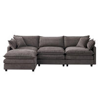 ECKSOFA 266/160/83 cm aus Chenille mit modularem Hocker Grau - Grau, Textil (154/267cm) - Modenvie