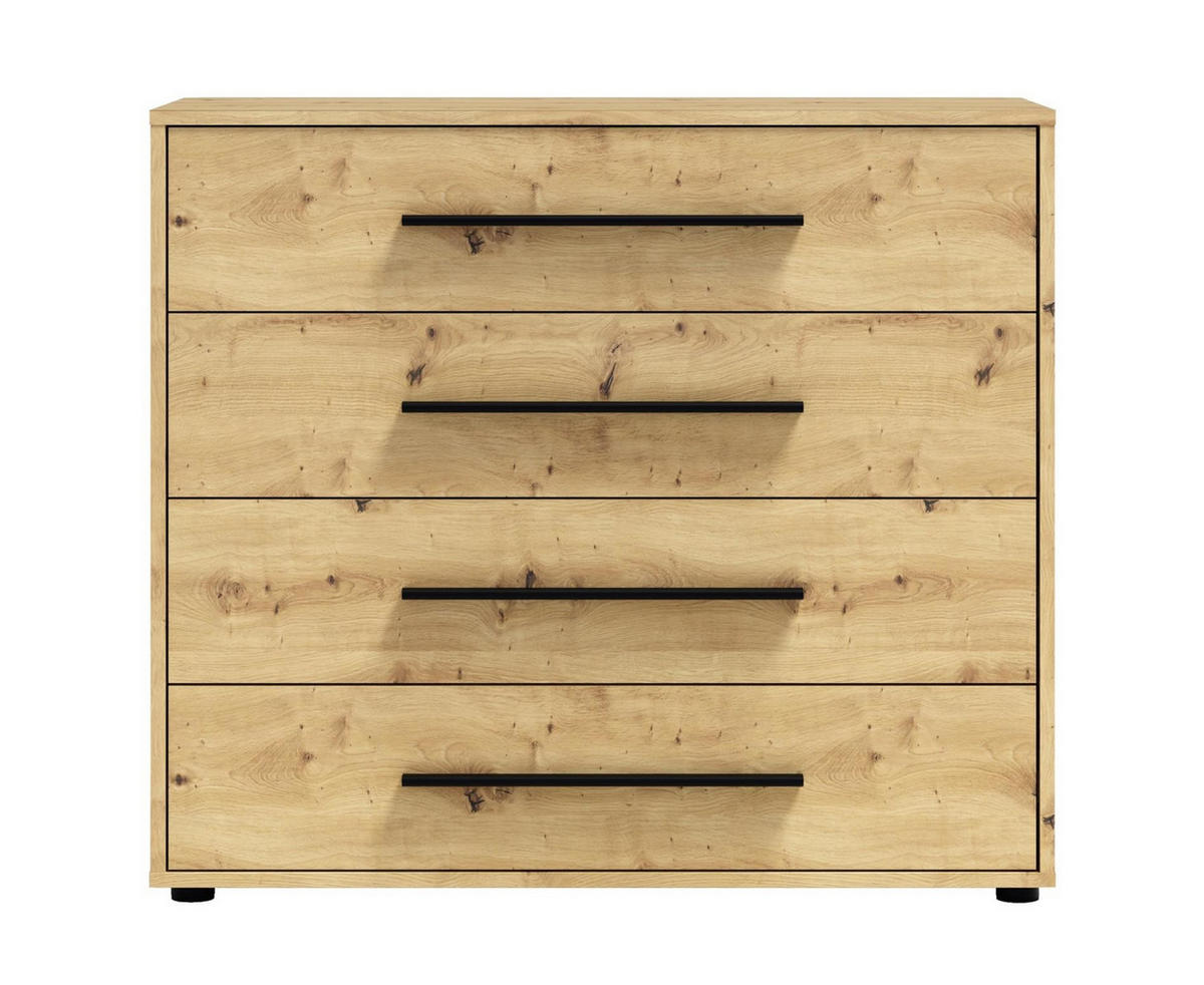 KOMMODE Maxivo Artisan Eiche, mit Schubladen - Schwarz/Eiche Artisan, Holzwerkstoff (90/87/40cm) - Bettso