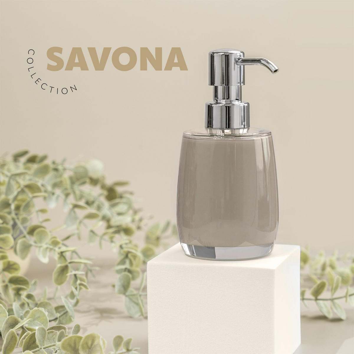 SEIFENSPENDER SAVONA, braun - Cappuccino, Kunststoff (8/16/8cm) - bremermann