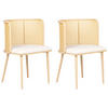 ESSZIMMERSTUHL 2er-Set Metall heller Holzfarbton/beige Kobuk - Hellbraun/Beige, Metall (52/75/46cm) - Beliani