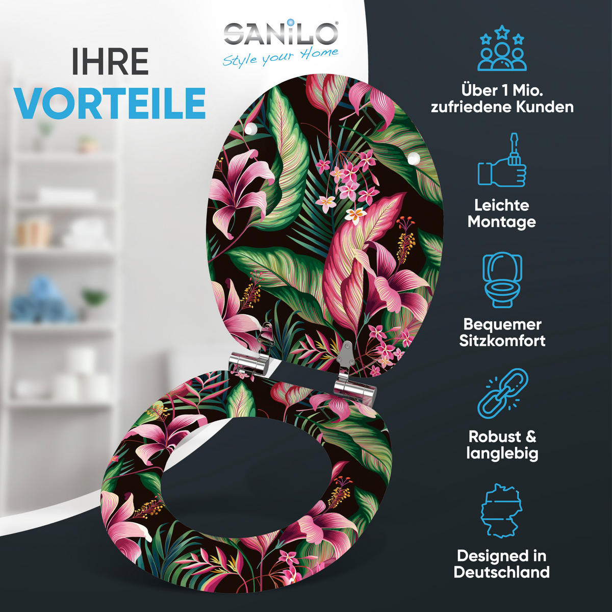 WC Sitz Bali - Multicolor, Holzwerkstoff (38/6/47cm) - Sanilo