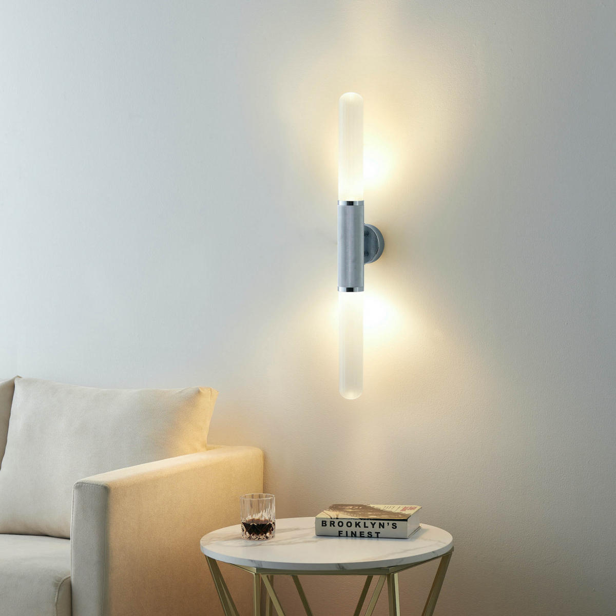 WANDLEUCHTE Hita, Silber/Chrom, 74cm - Chromfarben, Glas (12/74/74cm) - KOSILUM