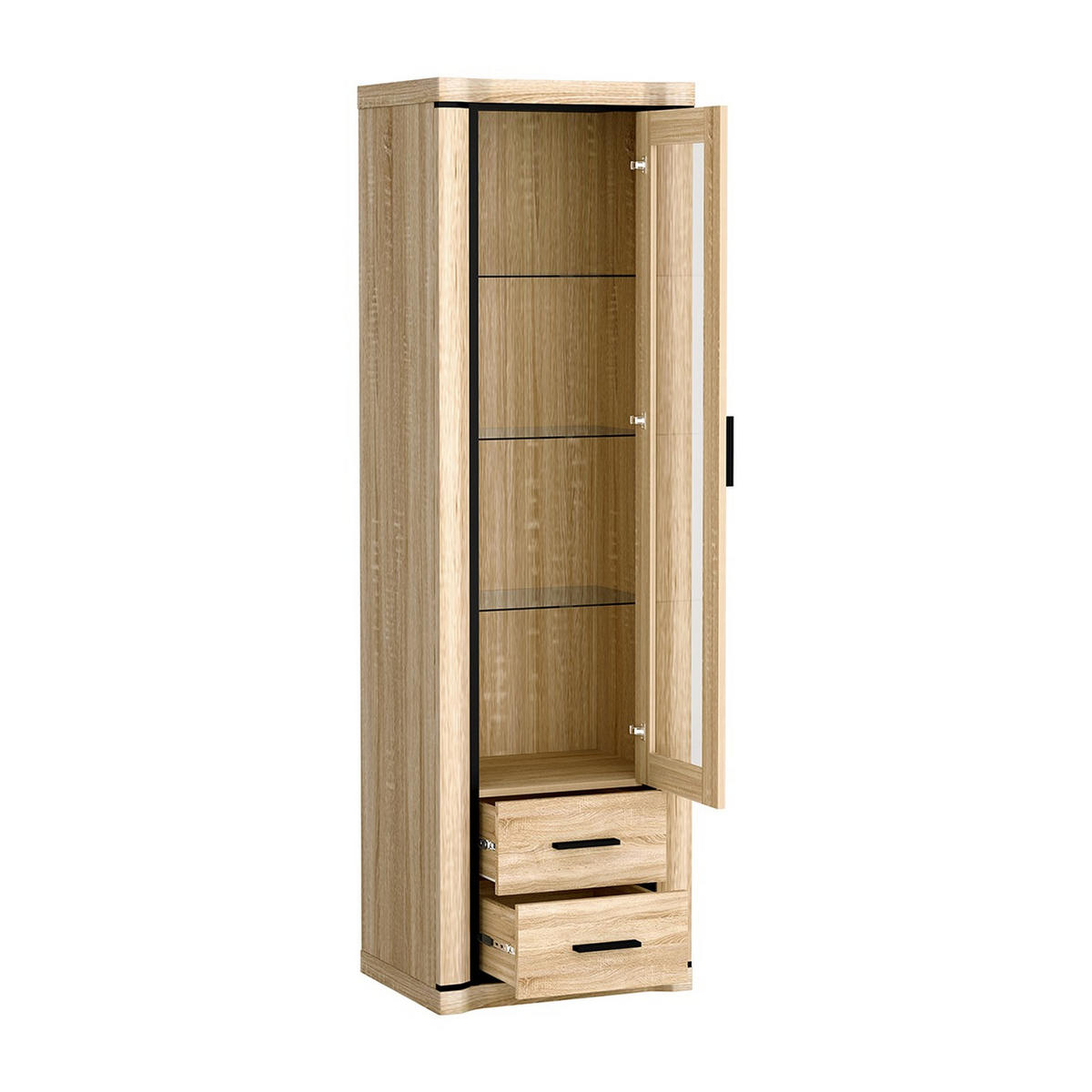 VITRINE Dallas D-16 58 x 192 x 45 cm Eiche Sonoma - Sonoma Eiche, Glas/Holzwerkstoff (58/192/45cm) - Koseto
