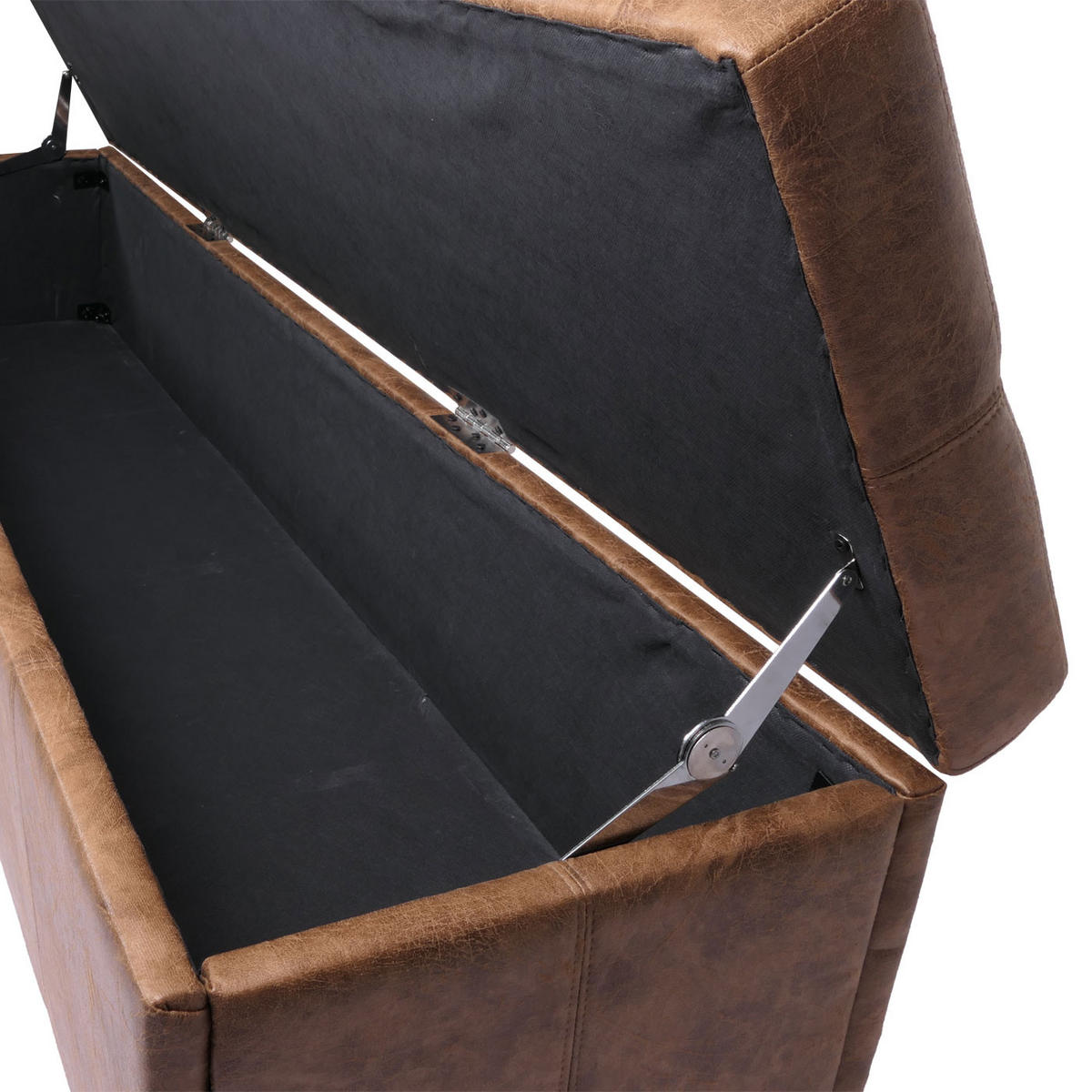 SITZBANK mit Aufbewahrung Lars Leder + Kunstleder Creme 45x112x45cm - Braun, Kunststoff (112/45/45cm) - BERLINLODGE