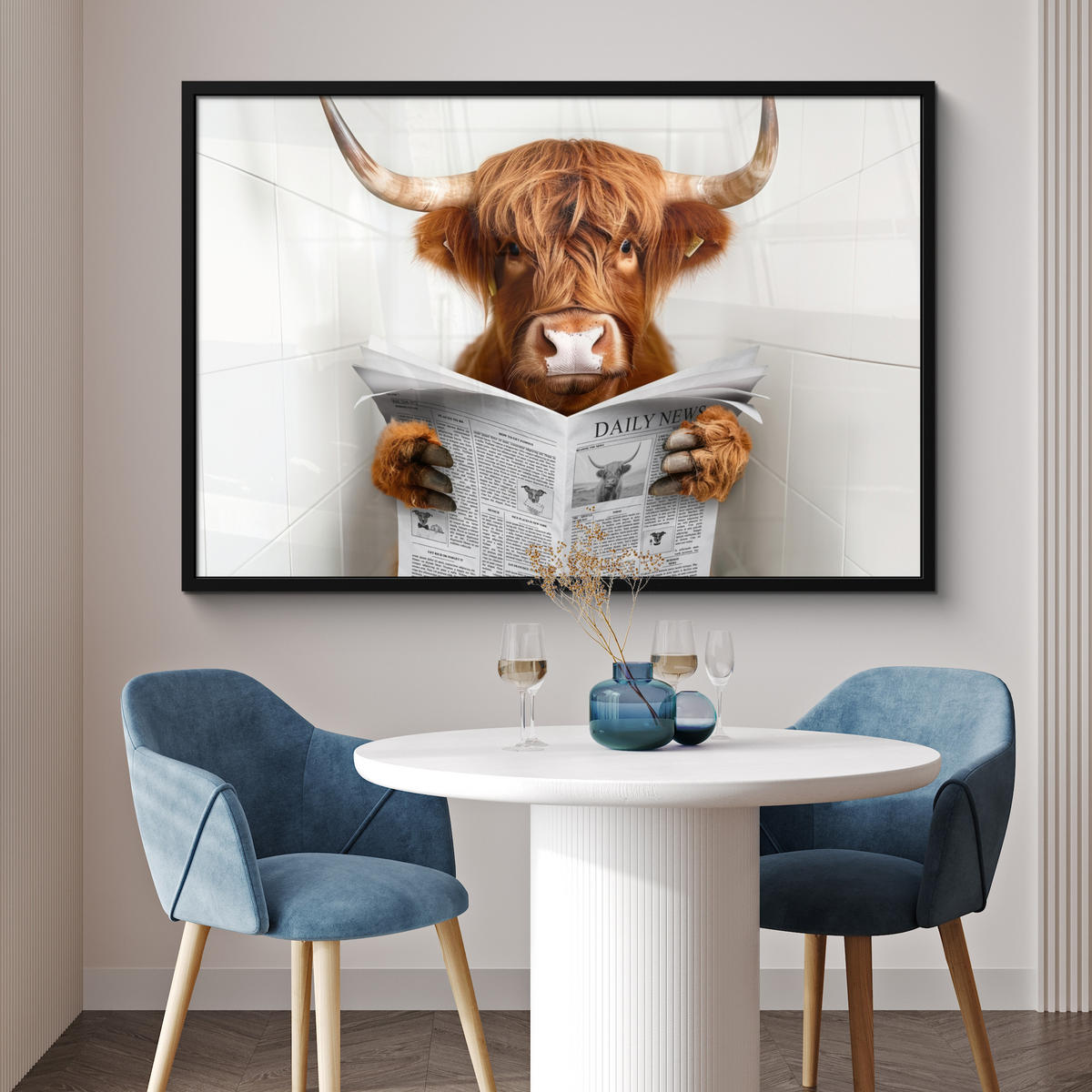ZARÁMOVANÝ PLAGÁT Škótsky horal - Zviera - Noviny - Toaleta 120x80 cm - farba gaštana, papier (120/80cm) - MuchoWow