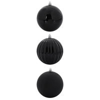 WEIHNACHTSKUGELSET XXL 3 -teilig 25/25/25 cm Schwarz Kunststoff - Schwarz, Kunststoff (25/25/25cm) - vidaXL