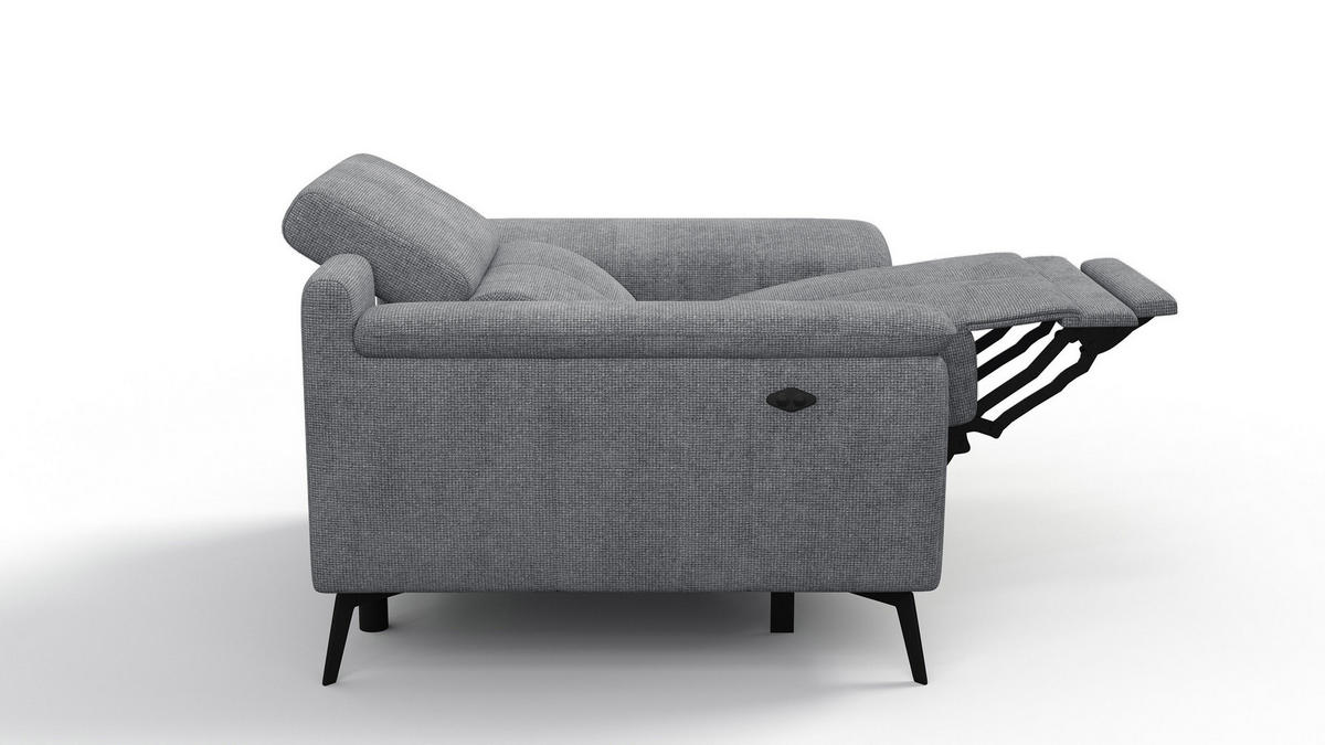 SESSEL FIERO mit Relaxfunktion, grau - Schwarz/Grau, Holzwerkstoff/Textil (114/82/103cm) - Courtois Laville