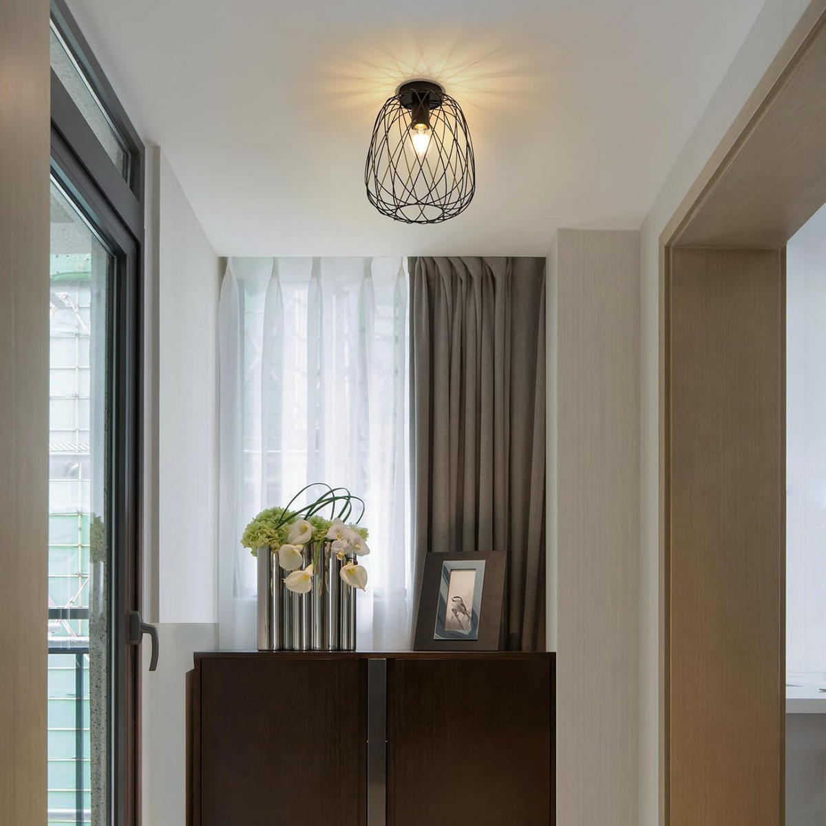 DECKENLEUCHTE Scheinorh 25/30.5/25 cm - Schwarz, Metall (25/25/30.5cm) - ZMH