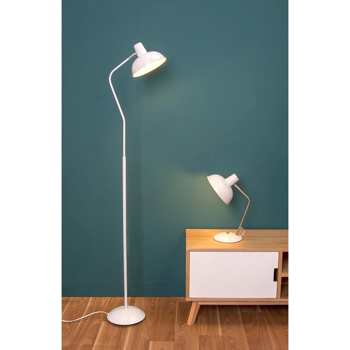 TISCHLAMPE Hood 26/20/38 cm - Weiß, Metall (26/20/38cm) - Leitmotiv