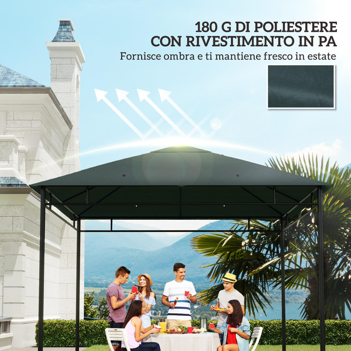 ERSATZDACH, 3x3 m für Pavillon, grau, Polyester, mit 8 Belüftungslöchern - Multicolor, Kunststoff (298/298cm) - FORIOUS