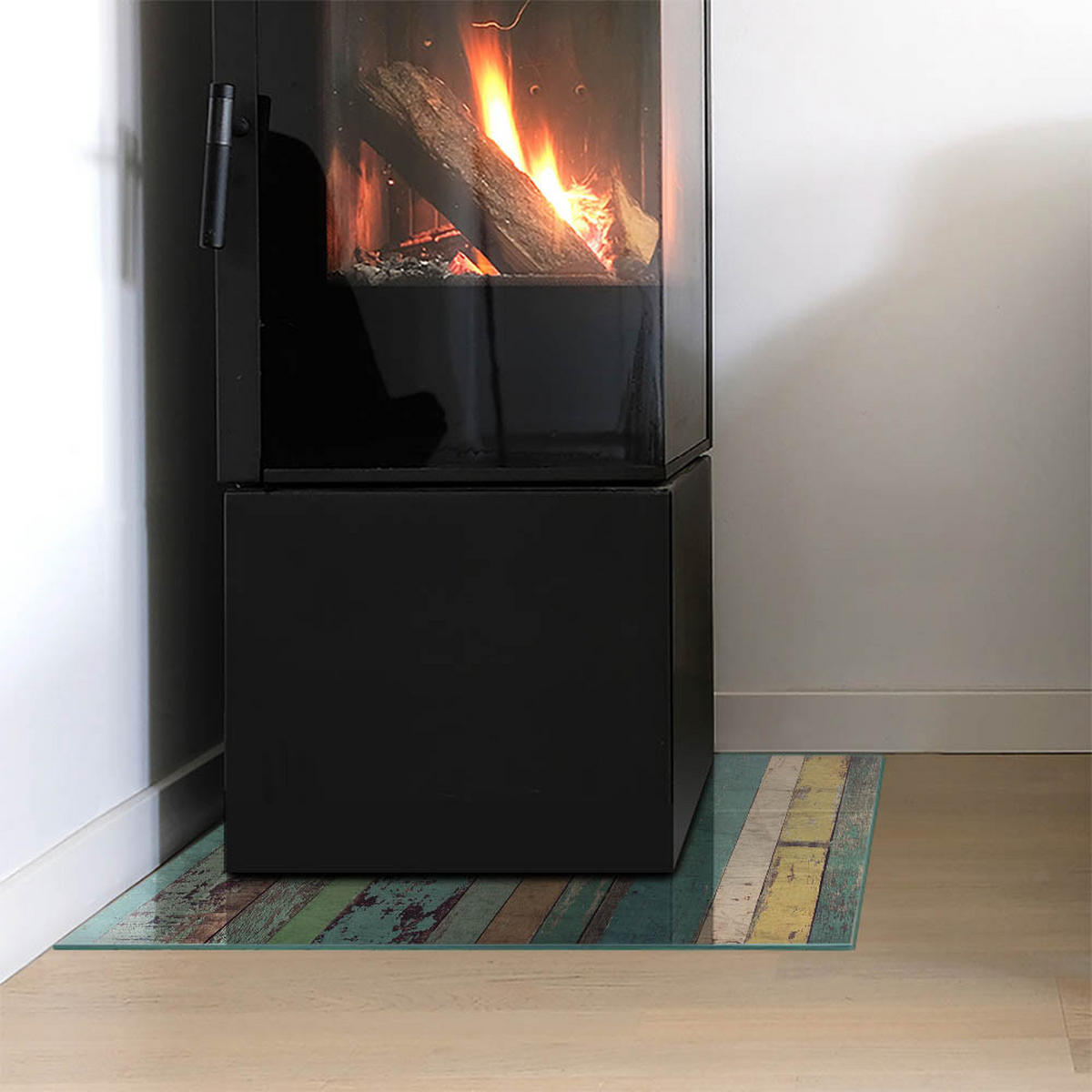 GLASPLATTE für Kamin 50 × 50 cm Türkis - Türkis, Glas (50/50/0.4cm) - ArtPrintCave