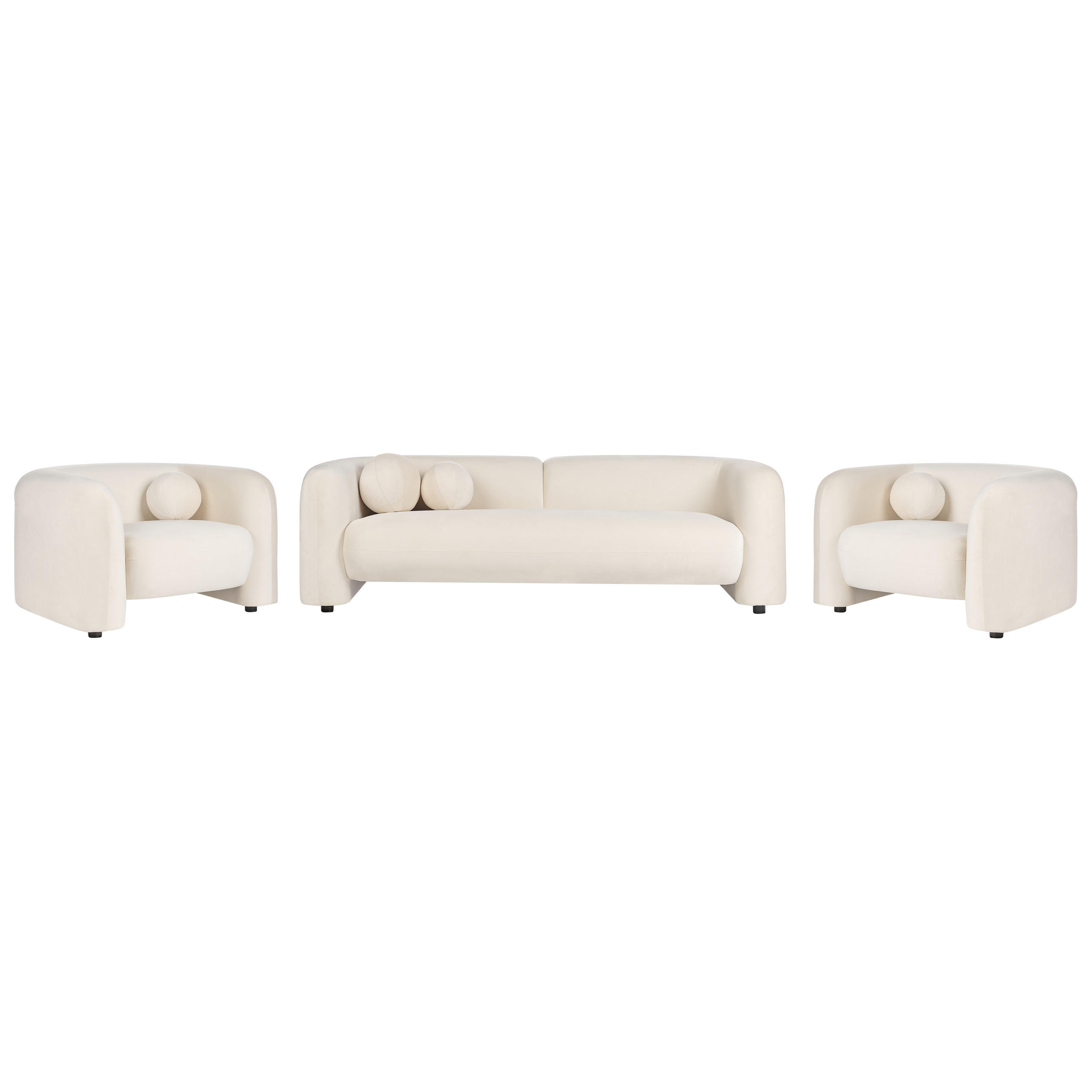 5-SITZER-SOFA SET Samtstoff cremeweiß Leiren - Weiß, Textil (83/83/224cm) - Beliani