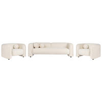 5-SITZER-SOFA SET Samtstoff cremeweiß Leiren - Weiß, Textil (83/83/224cm) - Beliani