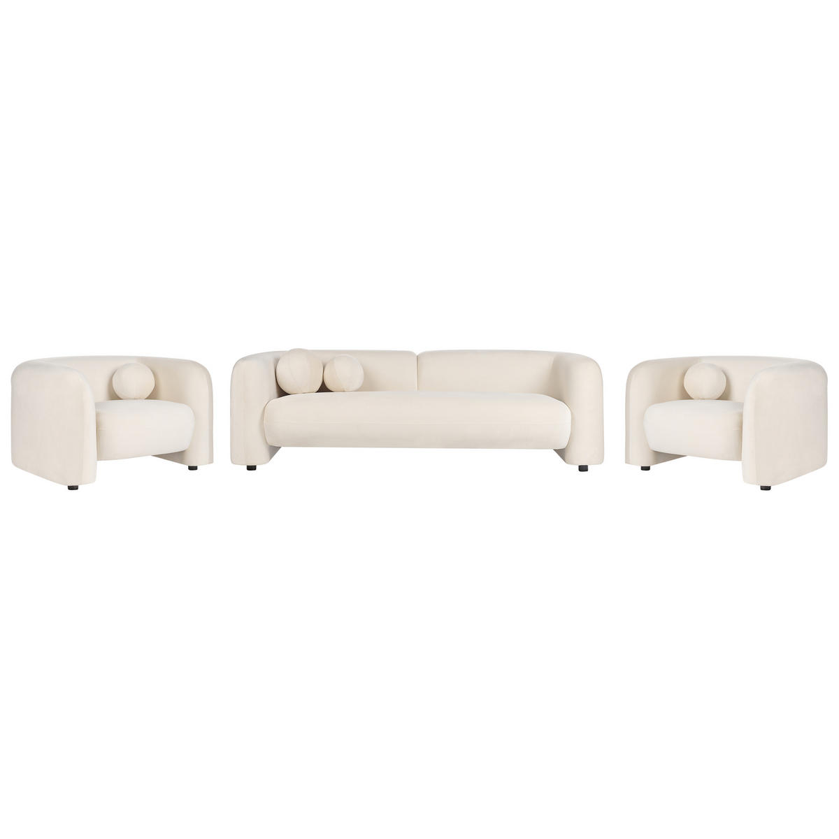 5-SITZER-SOFA SET Samtstoff cremeweiß Leiren - Weiß, Textil (83/83/224cm) - Beliani