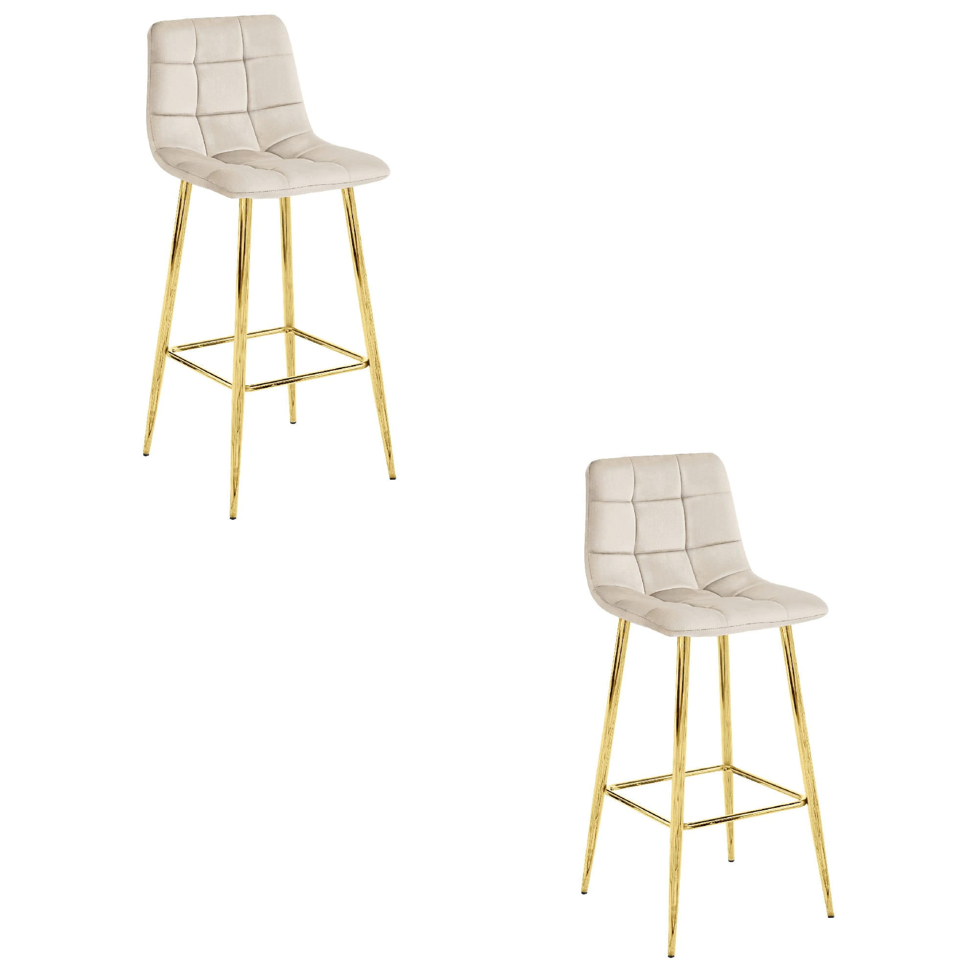 BARHOCKER 2-er Set TEOTO beiger Sitz, Goldbasis - Beige, Textil (43.5/104/32.5cm) - Valora