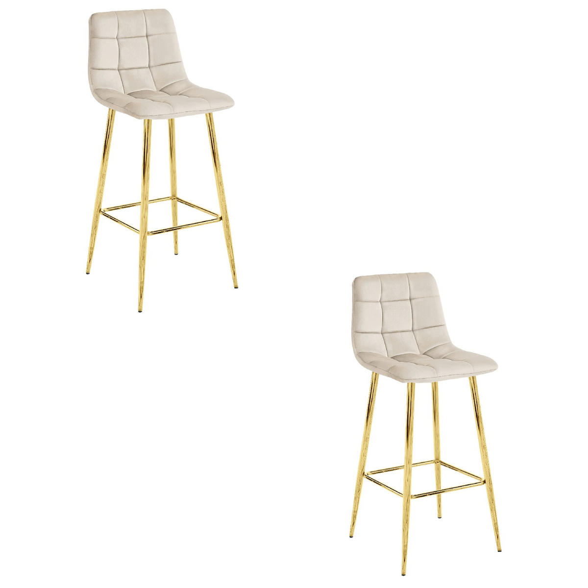 BARHOCKER 2-er Set TEOTO beiger Sitz, Goldbasis - Beige, Textil (43.5/104/32.5cm) - Valora