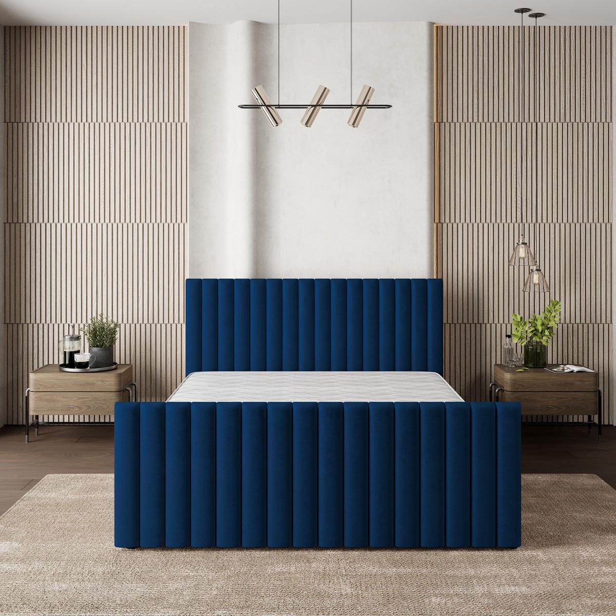 POLSTERBETT CANOVA K 120x200 cm mit Bettkästen - Blau - Blau, Holz/Textil - MASSENO