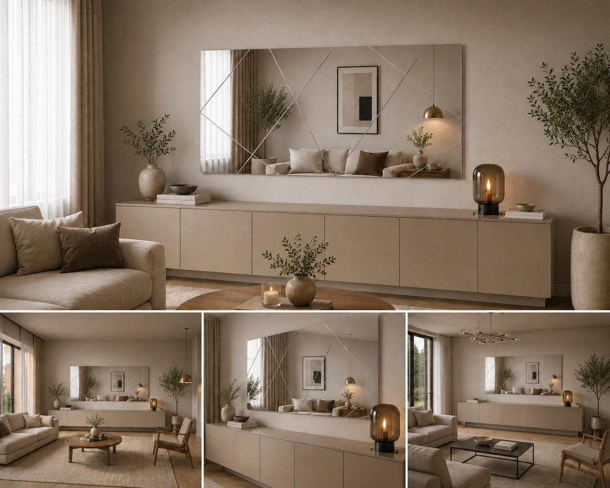 SPIEGEL Exquisite Asymmetrisches Design 120x60 cm - Silberfarben, Holzwerkstoff (120/60/2.2cm) - moebel17