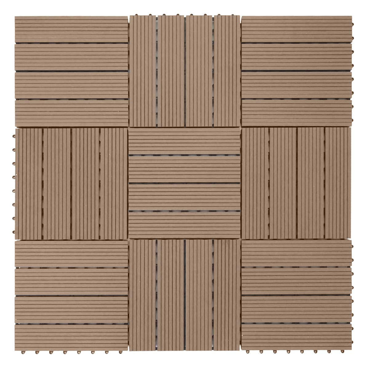 WPC BODENFLIESE 11x 30x30cm Basis Teak linear - Teakfarben, Kunststoff (30/30/2cm) - BERLINLODGE