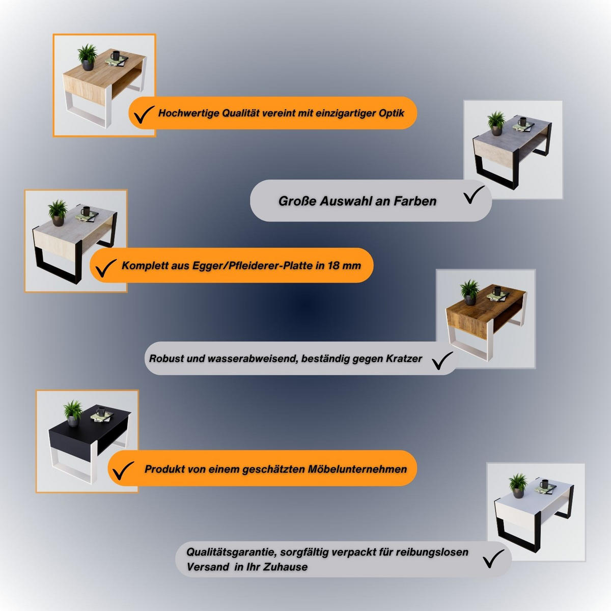 COUCHTISCH Holzwerkstoff rechteckig stabil Nussbaumfarben 45/53,6/92cm - Nussbaumfarben/Schwarz, Holzwerkstoff (53.6/92/45cm) - CraftPAK